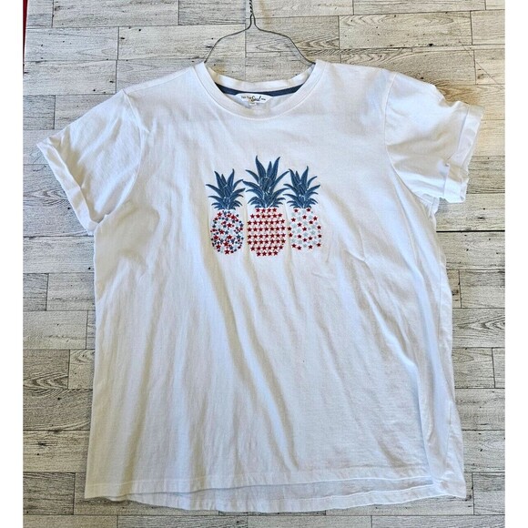 Bare Your Soul Petites Red White and Blue Pineapple Shirt. PXL. - Picture 1 of 5